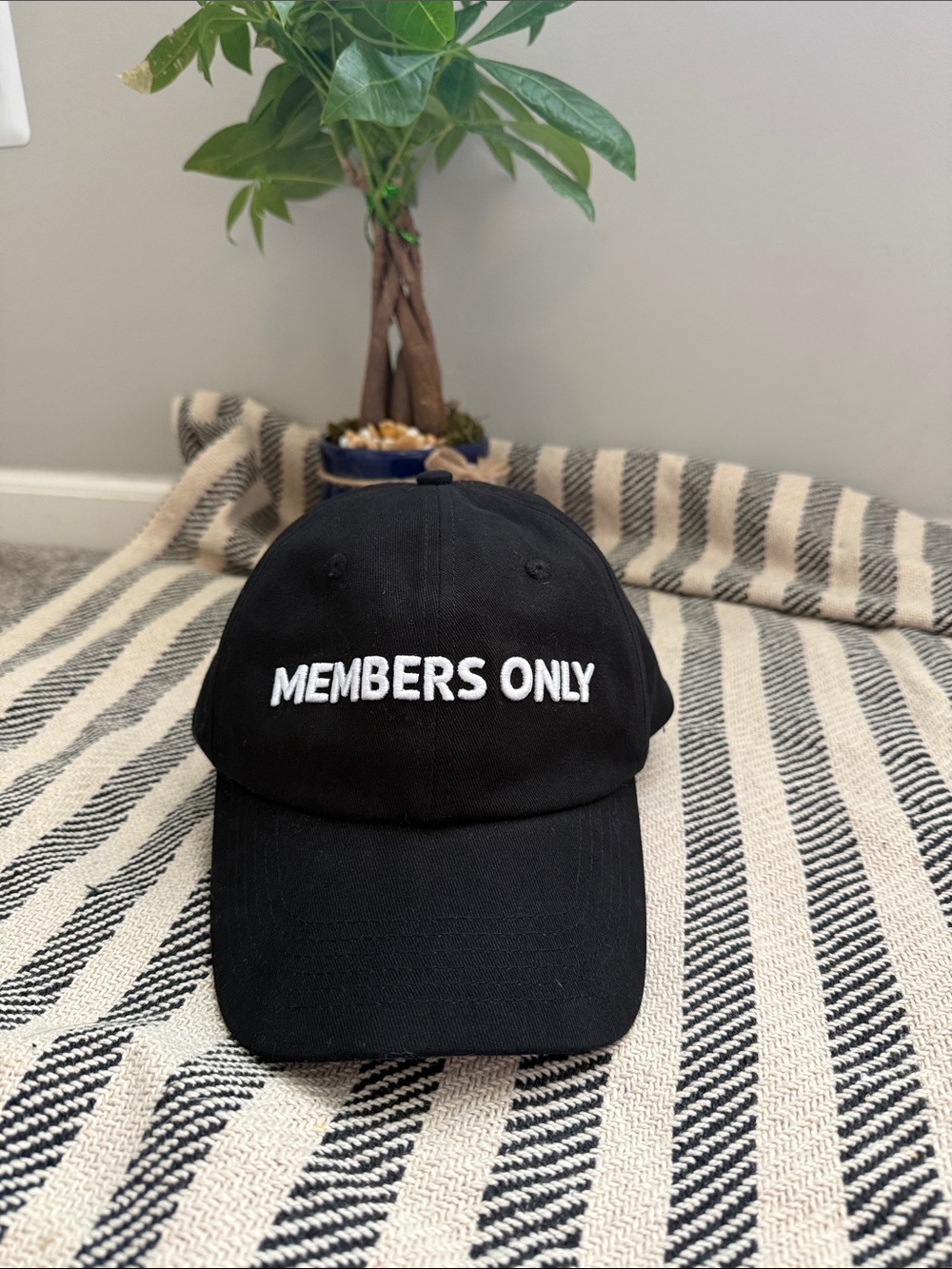 NWOT- Members Only Black Cap with White Embroidered Logo